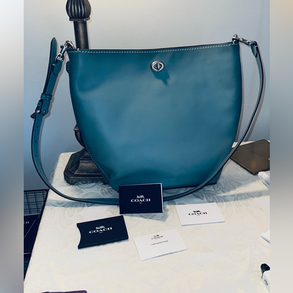 Coach 1941 Leather Duffel Shoulder Bag - Steel Blue - Style 58017 - Picture 2 of 15